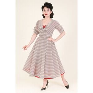 VTG Sheer Swiss Dot Dress Overlay Classic Pin Up Cocktail Party Retro 50s Look